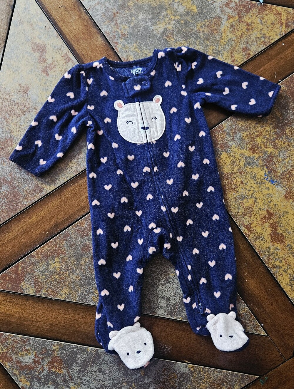 Carter's fleece footed onesie/pajama 3-6m
